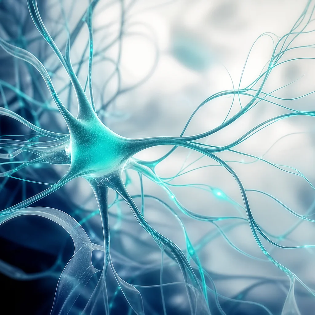 Calmed peripheral nerve pathways glowing softly, illustrating gentle neuropathy nerve relief in St. Peters, MO